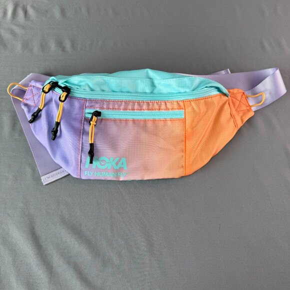 HOKA Fanny Waist Pack Purple/Orange Adjustable Zip Pockets Lightweight Casual - Picture 1 of 6